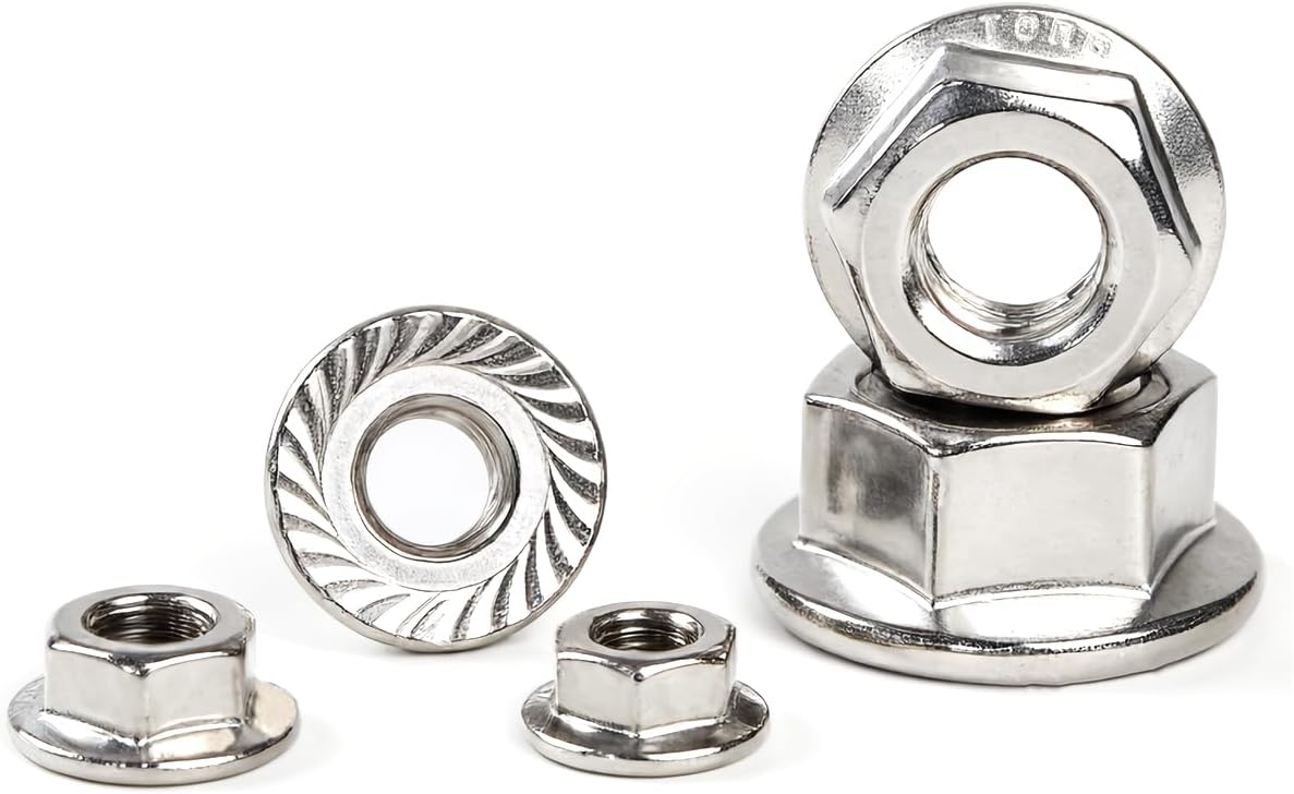 10 Tuercas Bloqueo Brida Hex Dentadas M12 Acero Inox 304