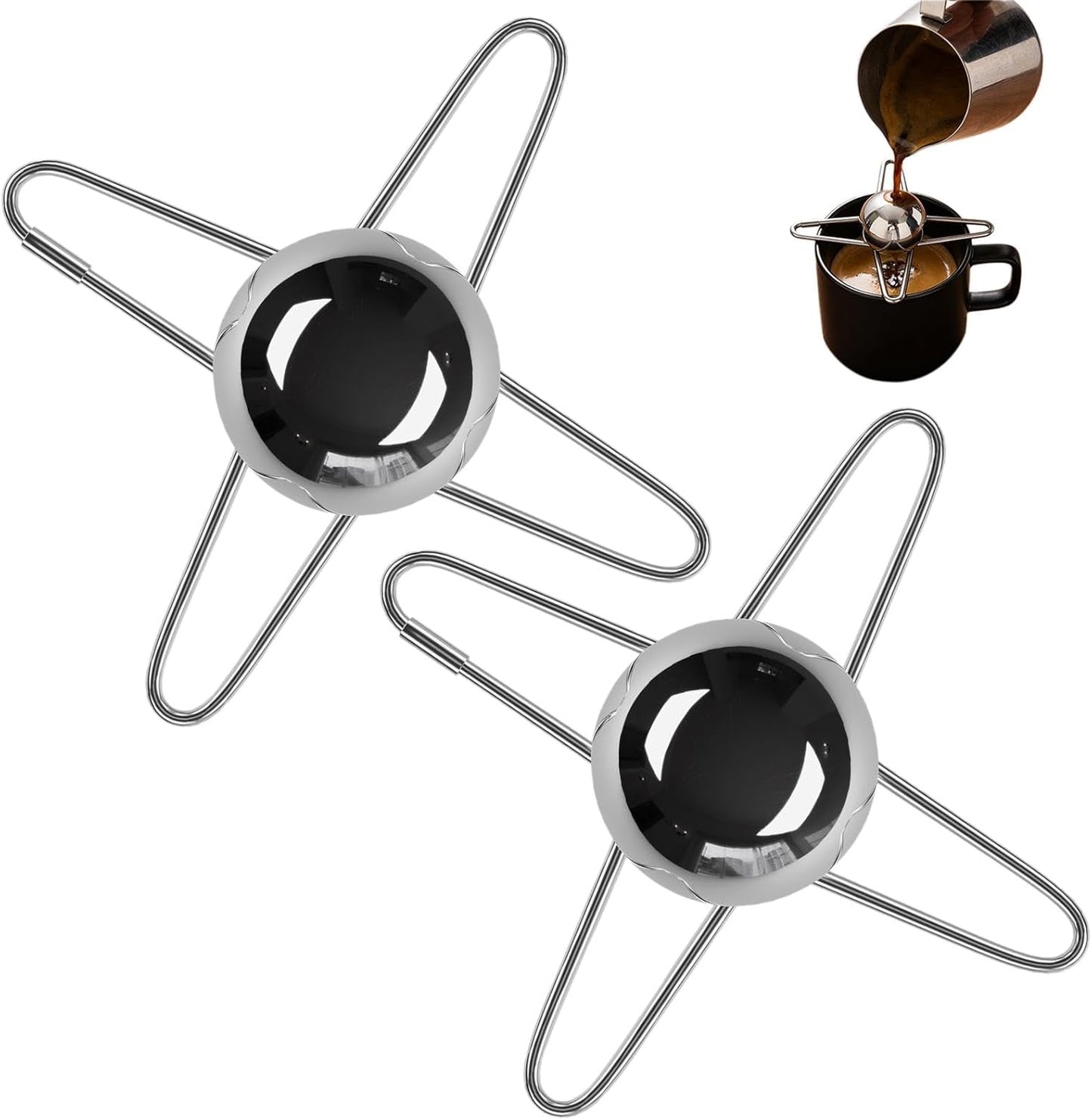 2 bolas de enfriamiento de espresso de acero inoxidable con soporte