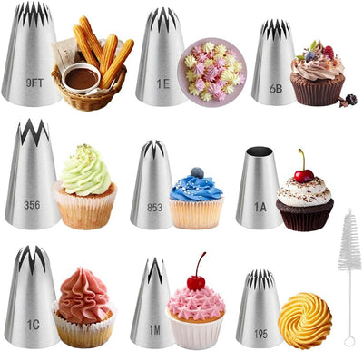 Set 9 Pzas Puntas Tubo Acero Inox Decoración Pastel