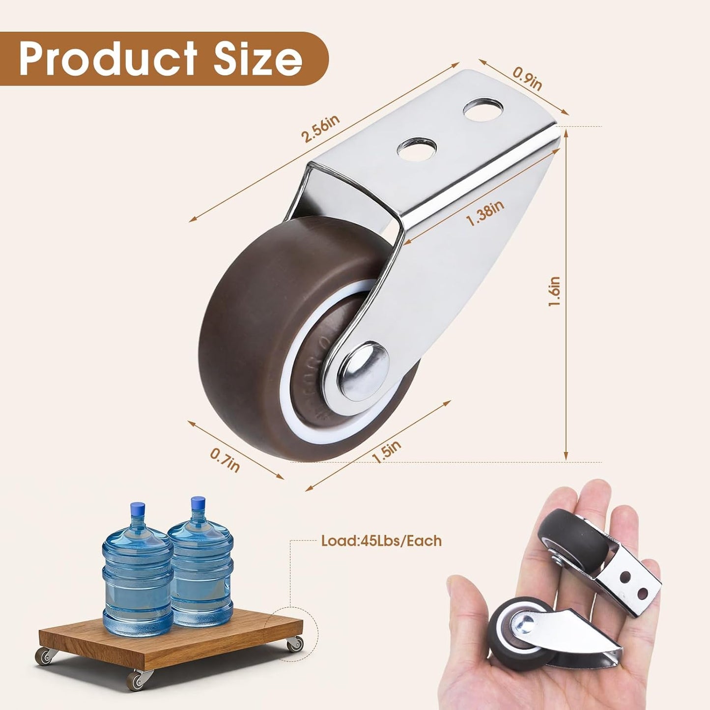 Ruedas giratorias 1.5pulg y rígidas resistente 180lb