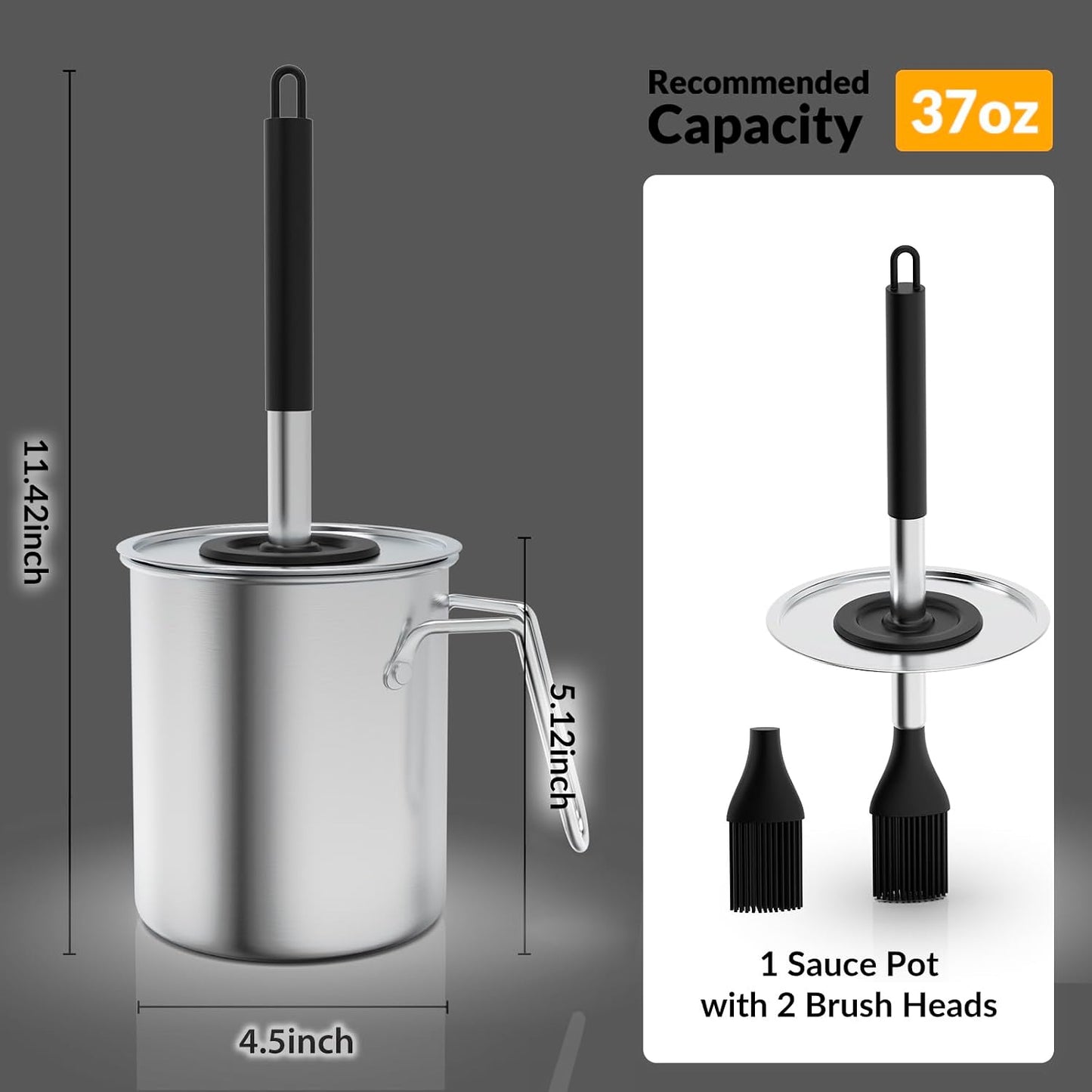 Juego olla ajustable y cepillo acero inox para parrilla