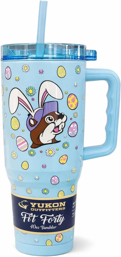 Vaso térmico Buc-ee's 40oz Pascua 2026 con asa popote azul