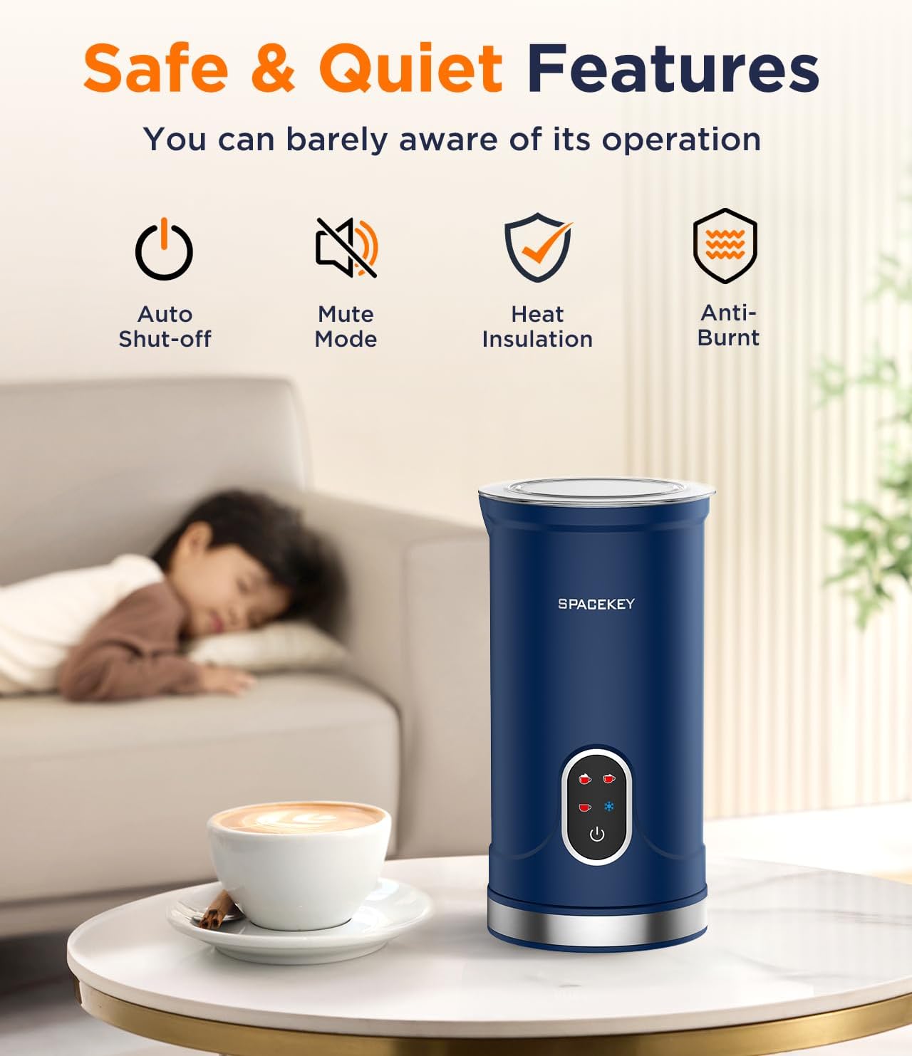 Espumador de leche eléctrico automático 10.1 oz modo silencioso