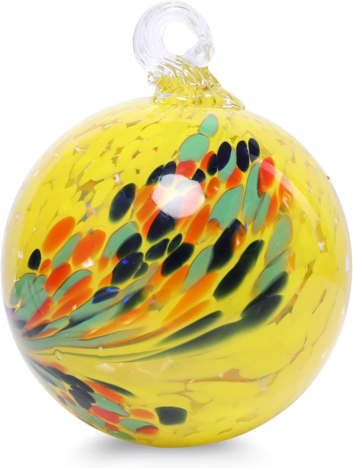 Bola colgante jardín vidrio soplado amarillo 6pulg