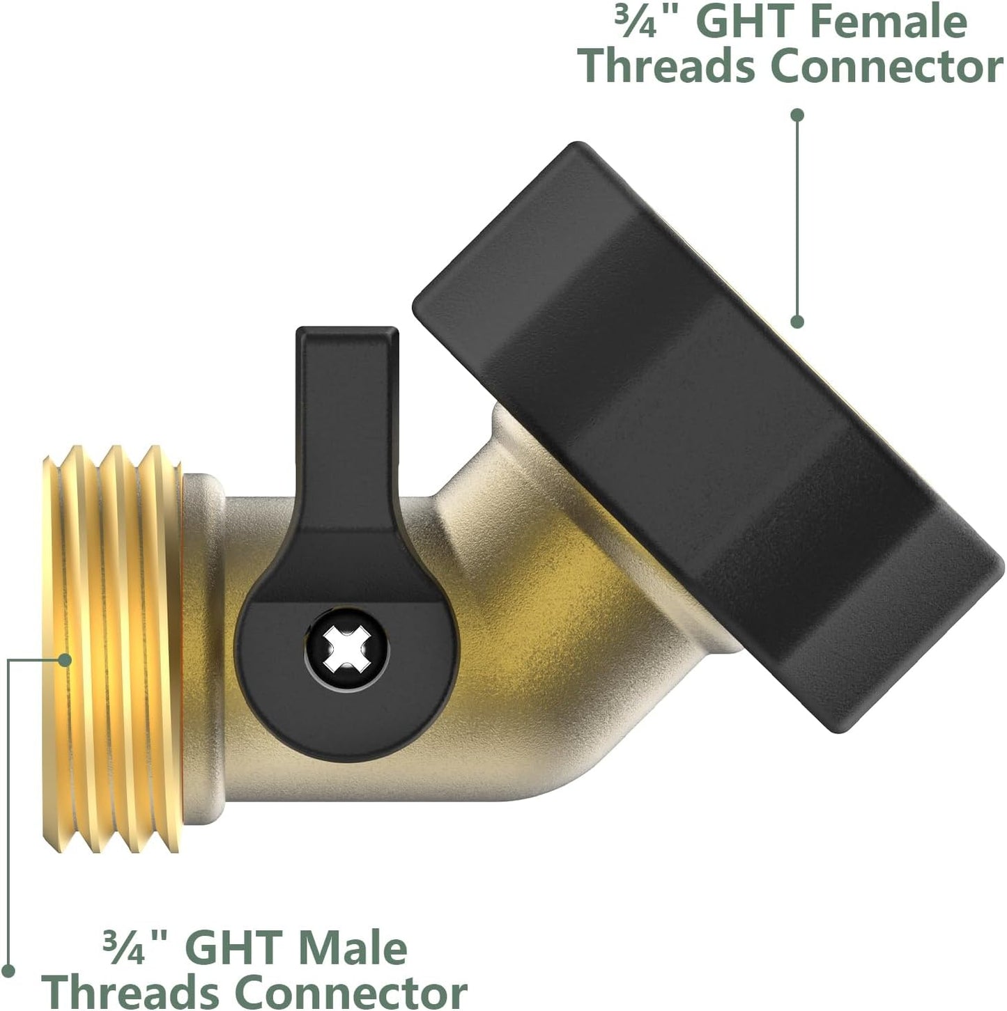 Conector manguera jardín cuello cisne válvula latón 3/4pulg set 2
