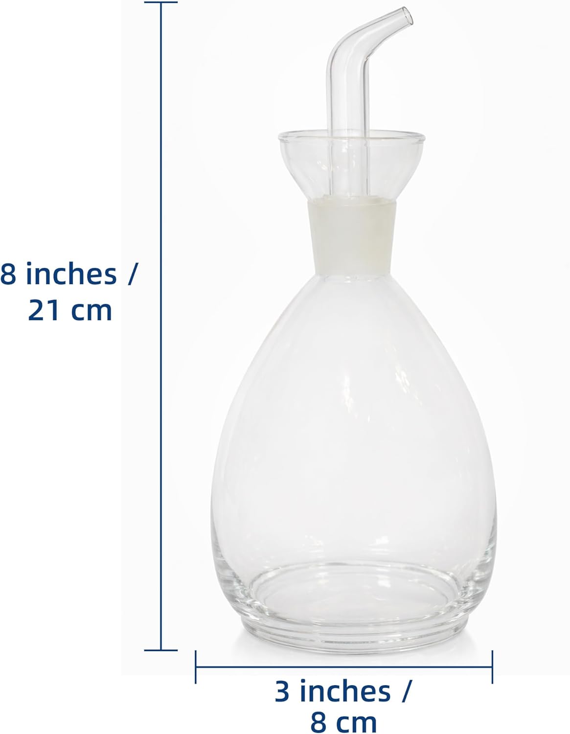 Dispensador aceite vinagre vidrio con embudo sin goteo