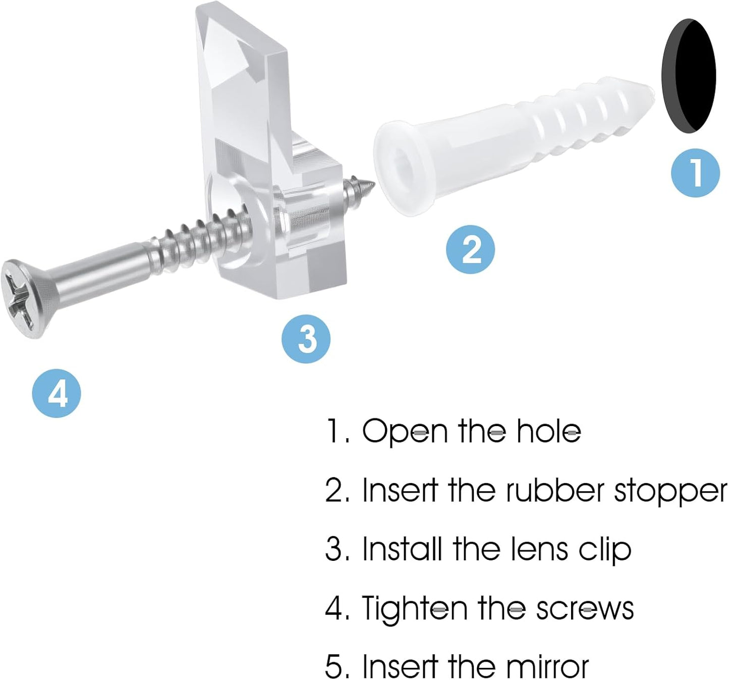 25 Clips Soporte Espejo Plástico Transparente para Pared