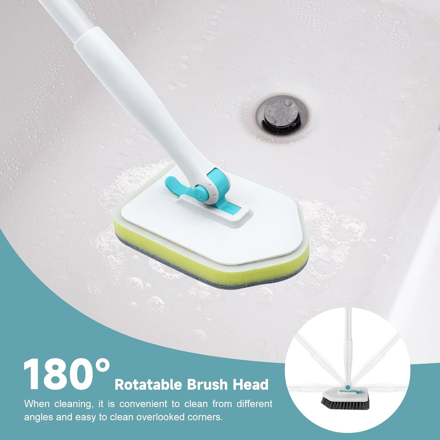Cepillo ducha 4en1 con 3 cabezales desmontables y forma V