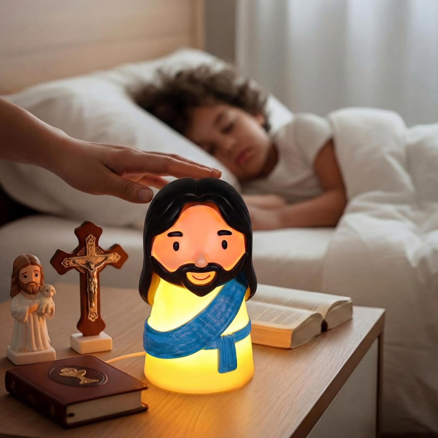 Luz nocturna cristiana regulable tactil USB para bautizo y comunión