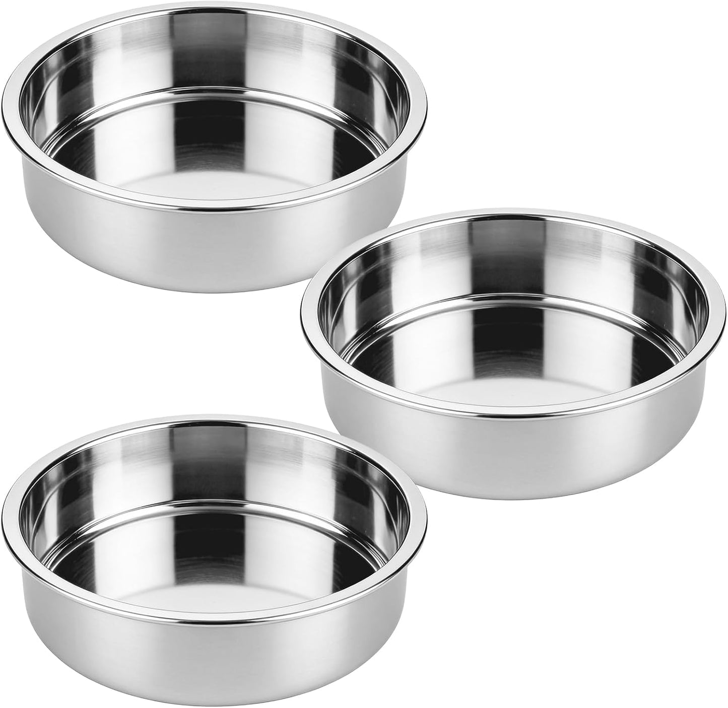 Juego de 3 moldes de acero inoxidable para tartas de 8 pulgadas