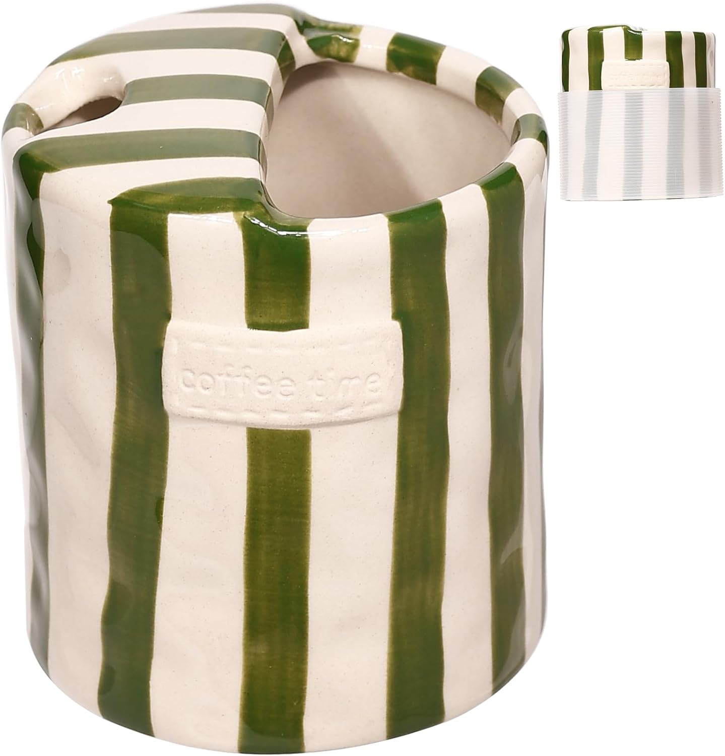 Taza cerámica café con orificio viaje 10oz funda aislada