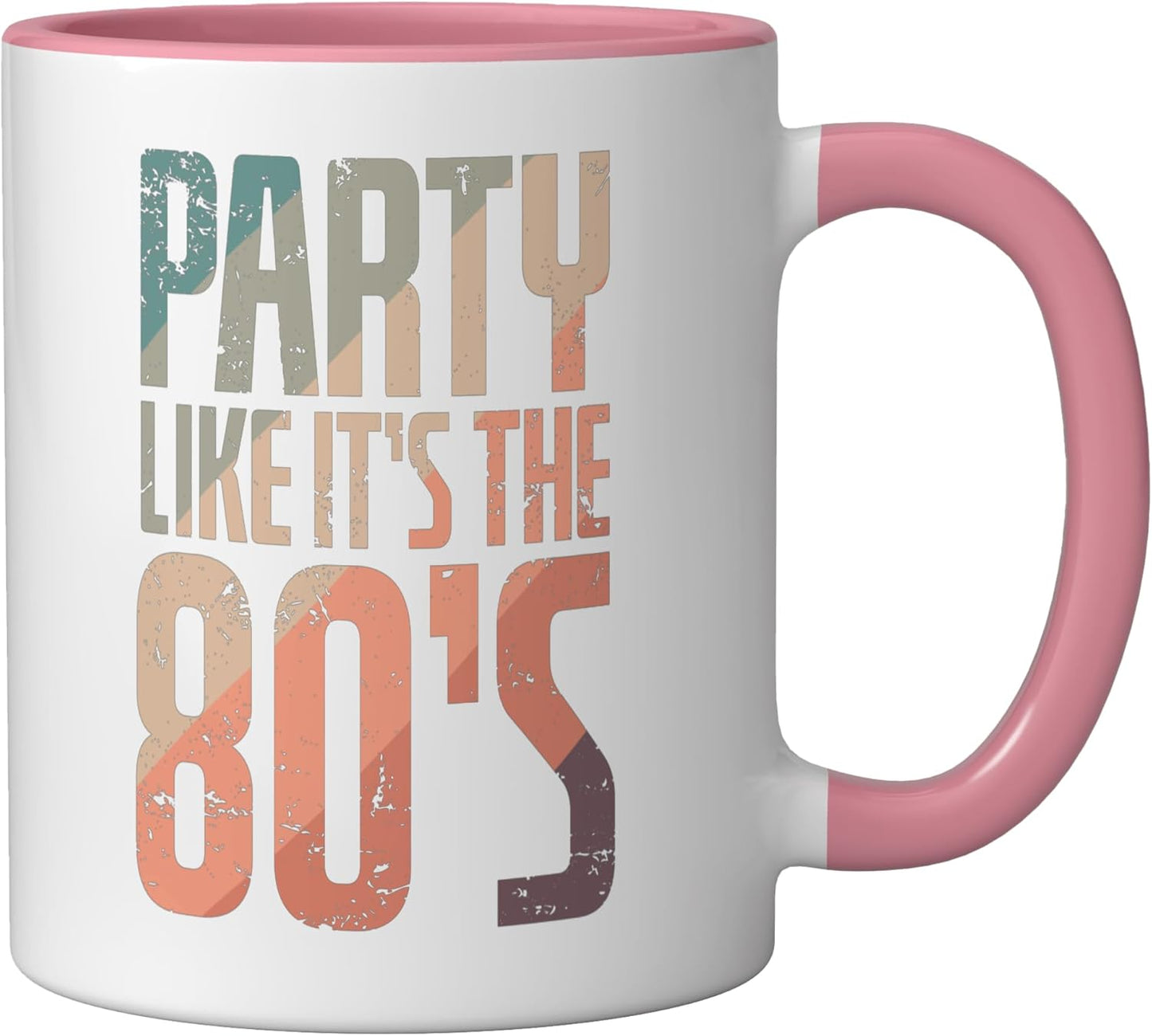 Taza Cerámica para Fiesta 80s Rosa/Blanco