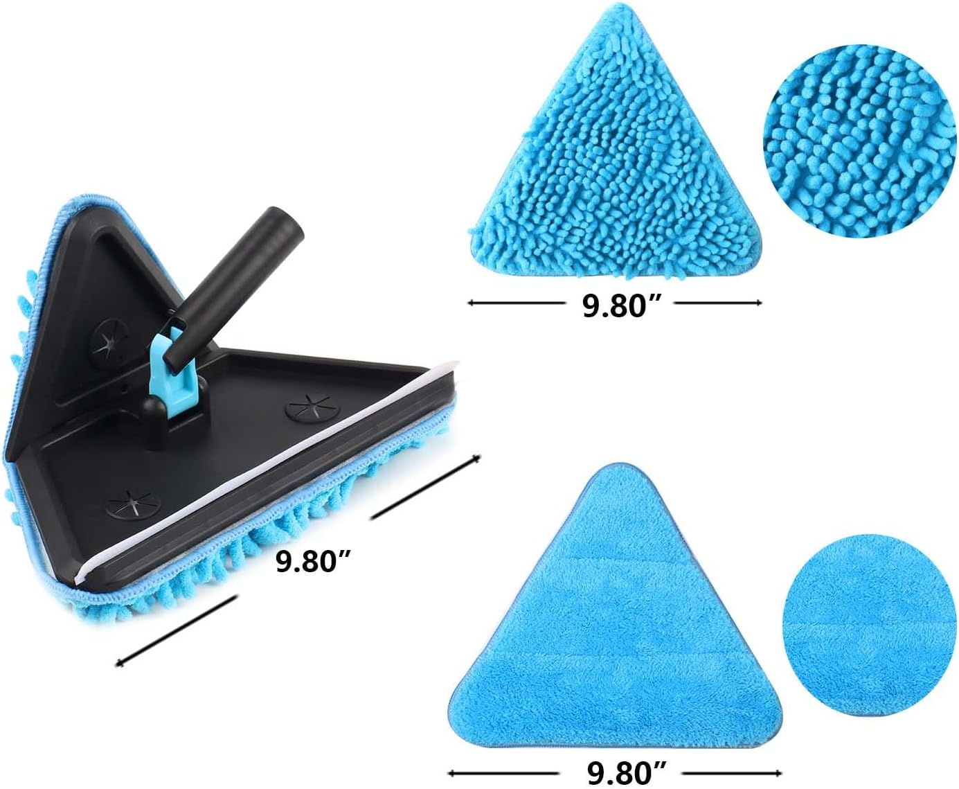 Limpiador pared plegable 90° 3en1 con 5 almohadillas microfibra