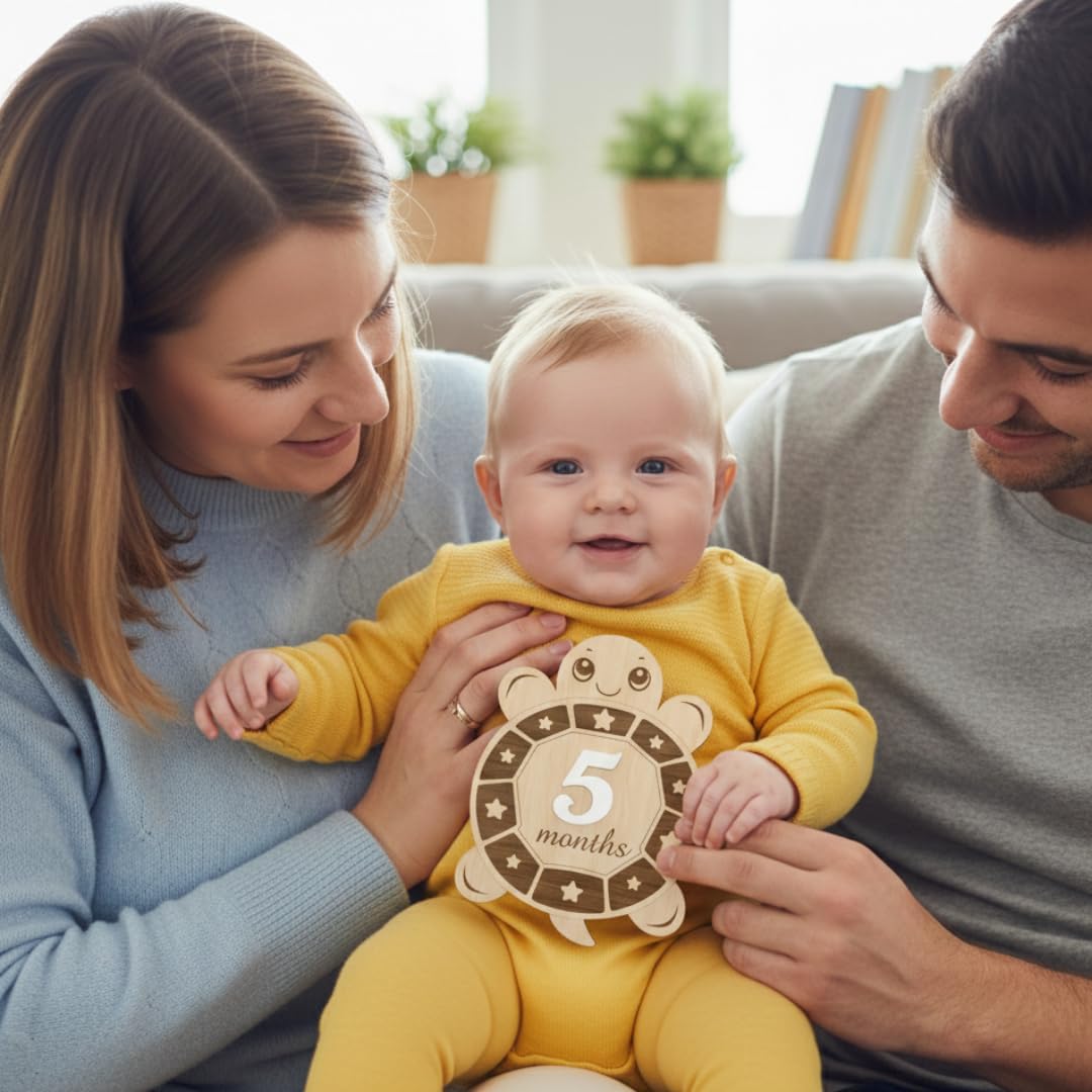 Letreros madera hitos bebé 1-12 meses con números