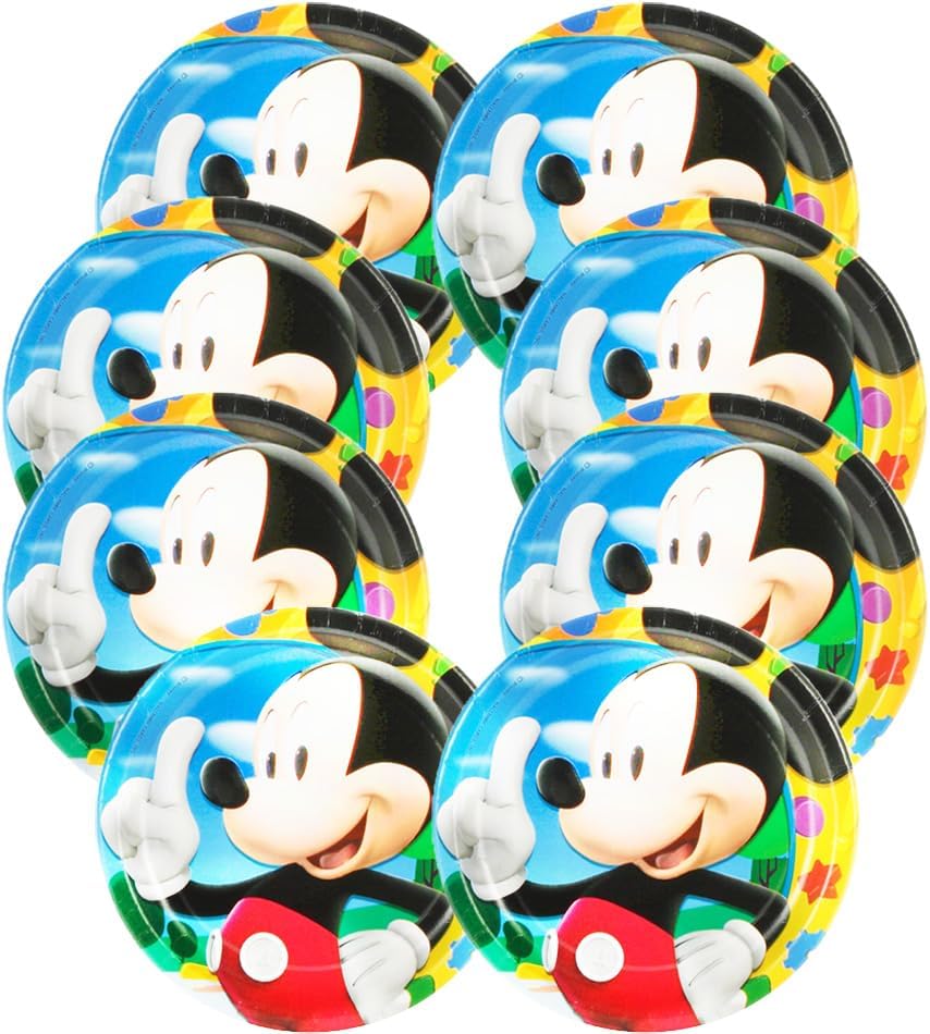 Platos de postre multicolor Mickey con licencia oficial paquete de 8