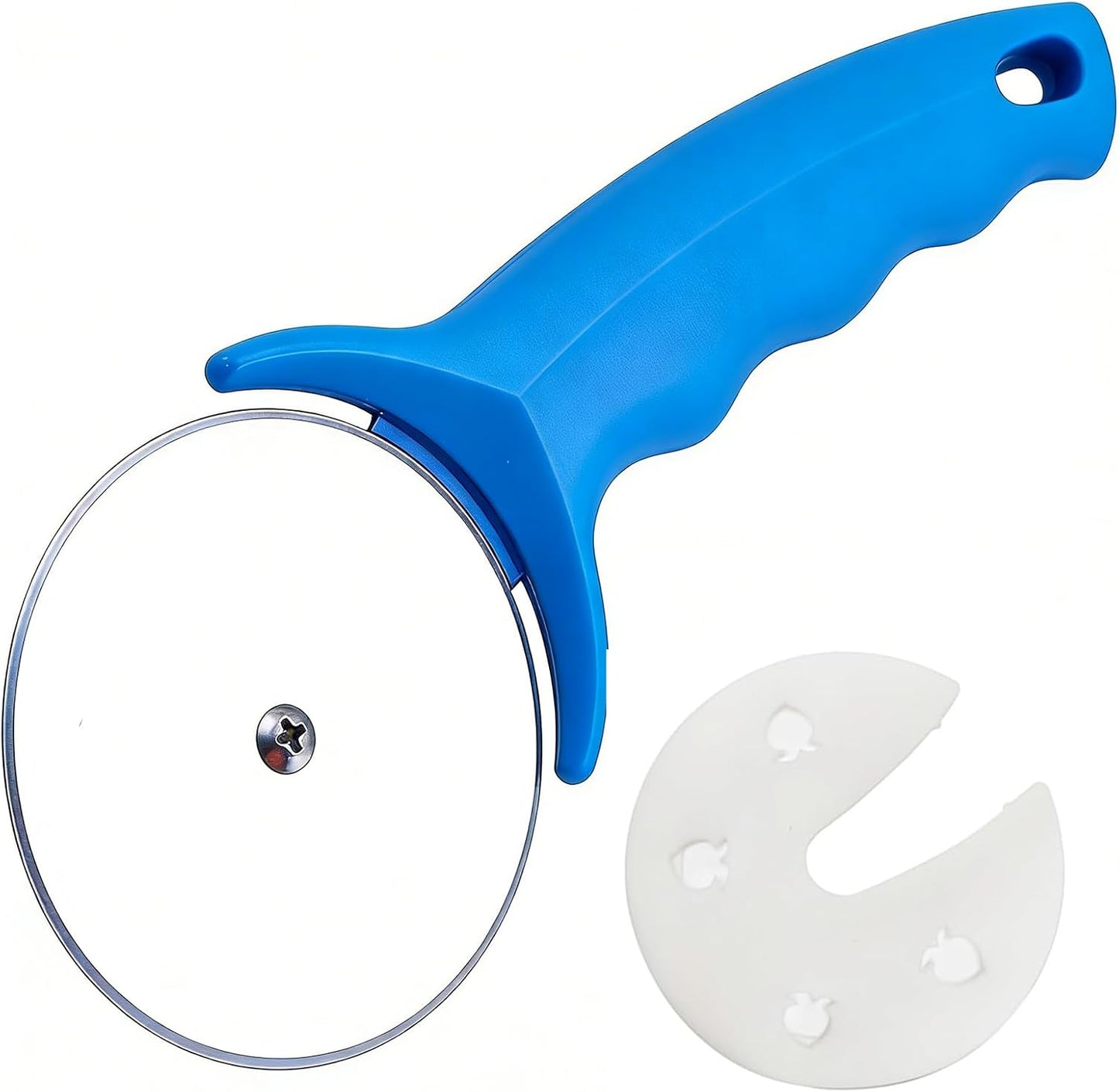Rueda de corte de pizza con cubierta de acero inoxidable azul