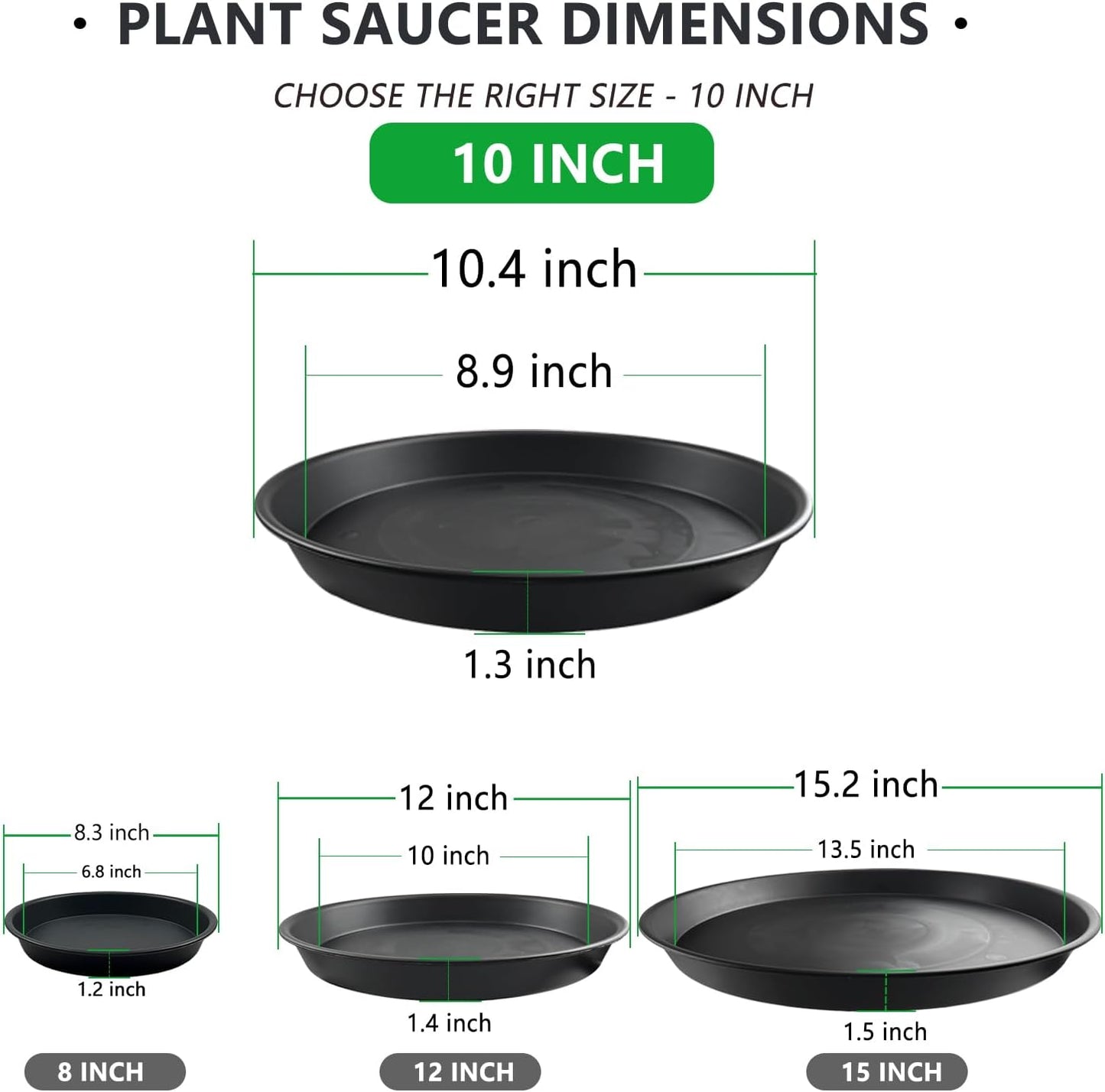 6 Pzas Bandejas Plástico PP 10pulg para Macetas Jardinería