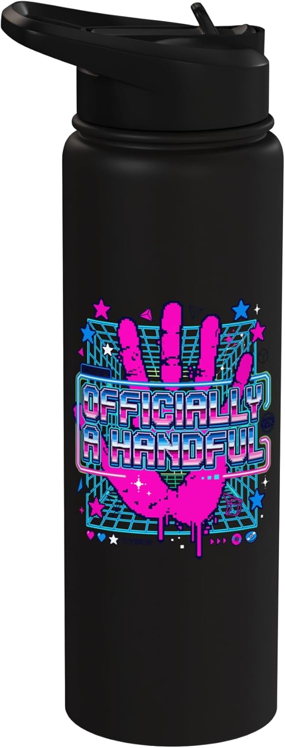 Botella de agua acero inoxidable aislada estilo retro Y2K