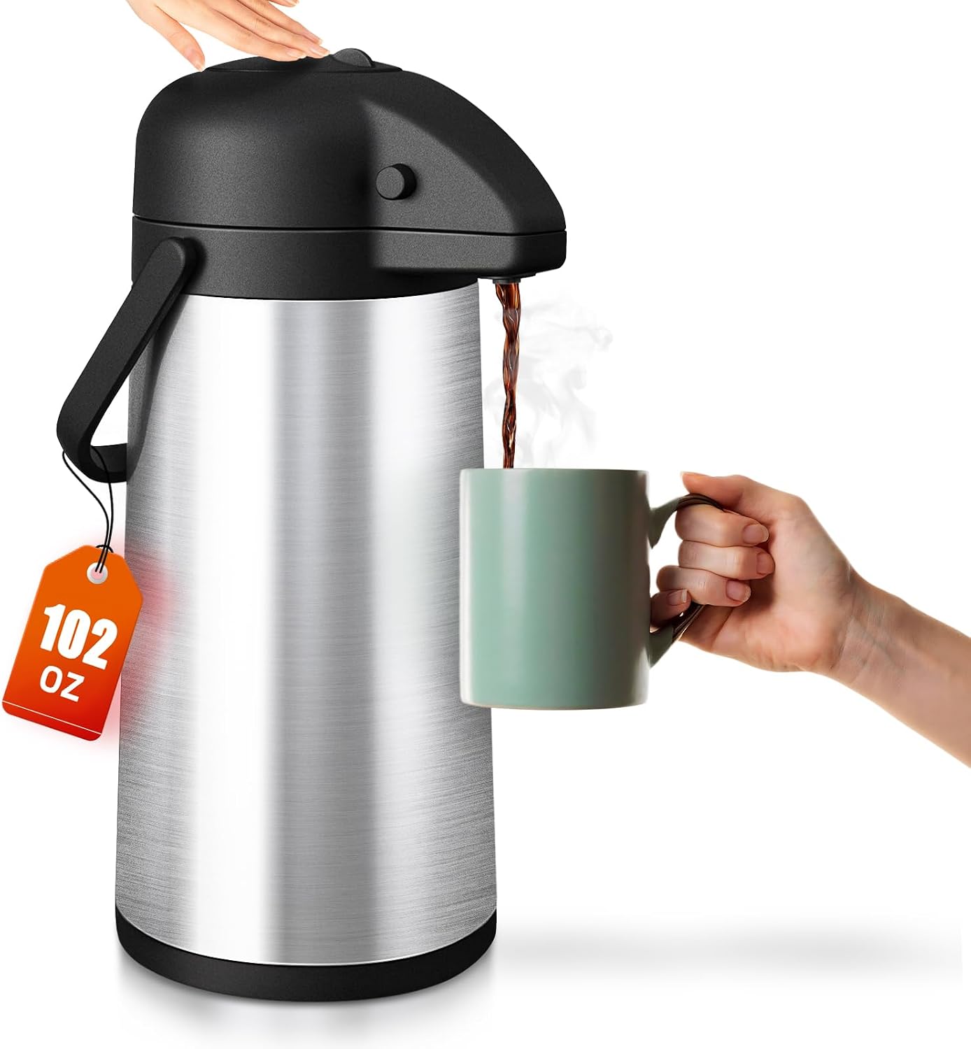 Jarra café térmica acero inox 102oz con bomba para fiestas