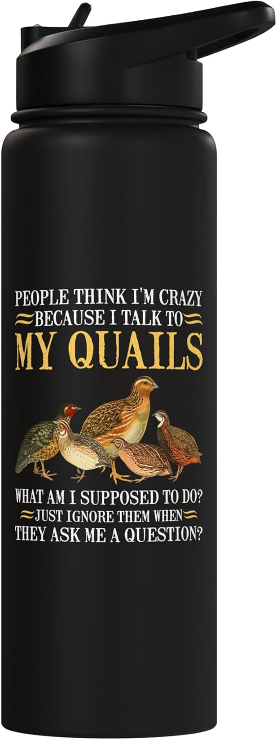 Botella de agua acero inoxidable aislada Quail