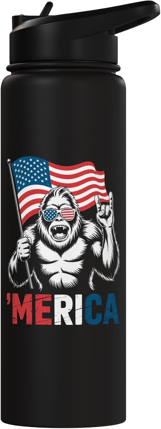Botella de agua acero inoxidable aislada Merica 4th de Julio