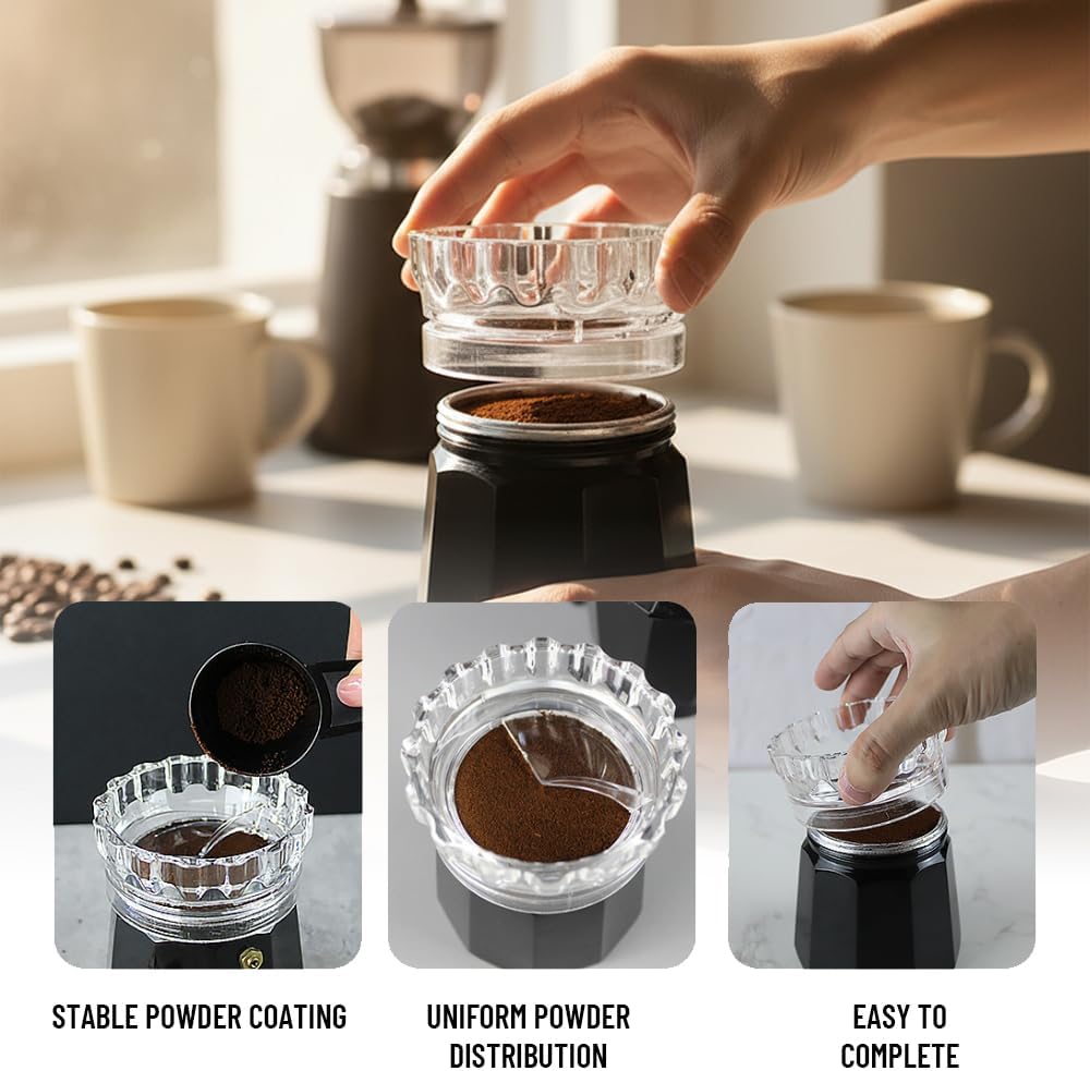 Paquete de 2 anillos dosificadores distribuidor de café 2 en 1 para Moka Pot