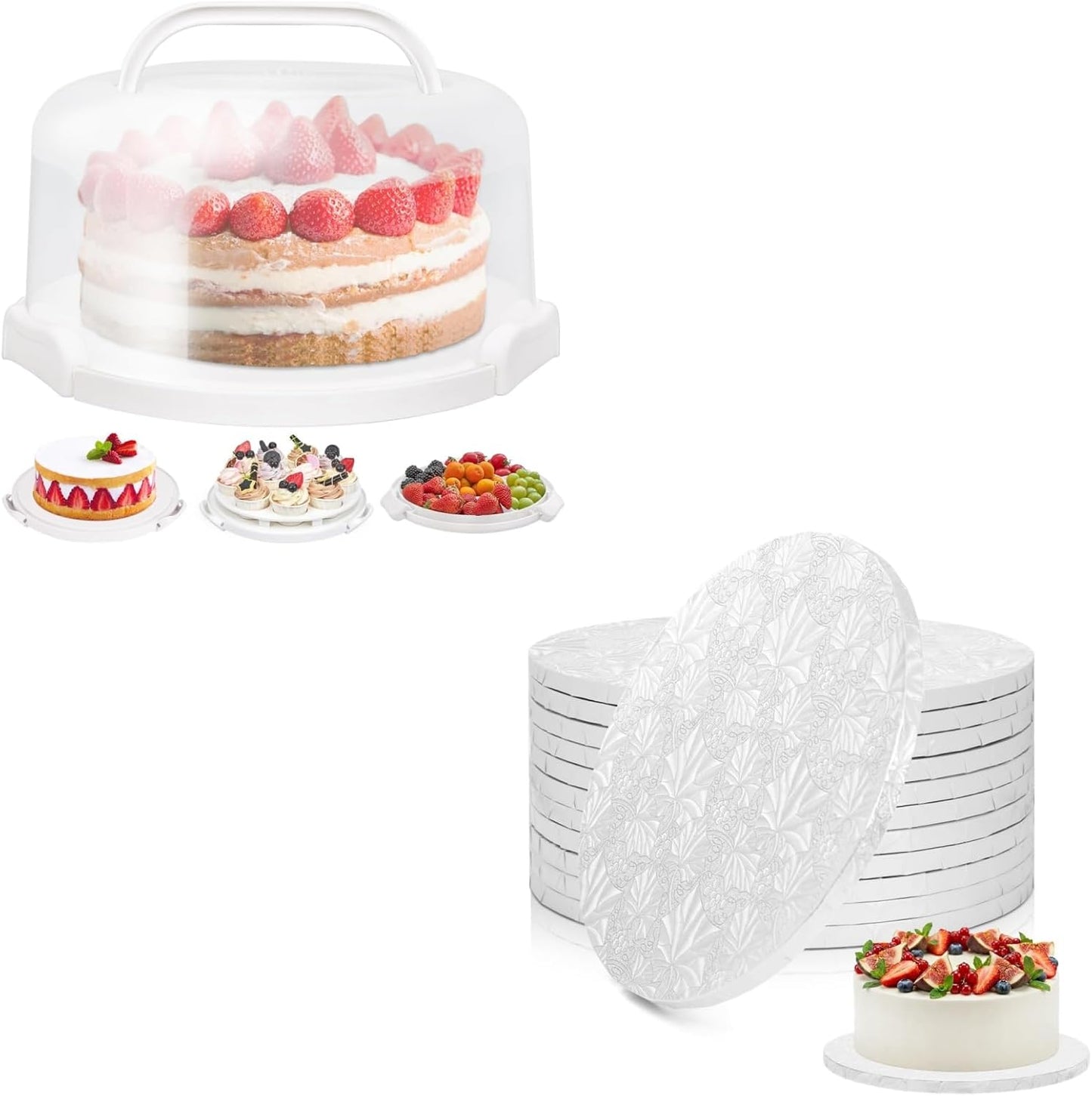 Contenedor tartas 10pulg 12uds con tapa y asa