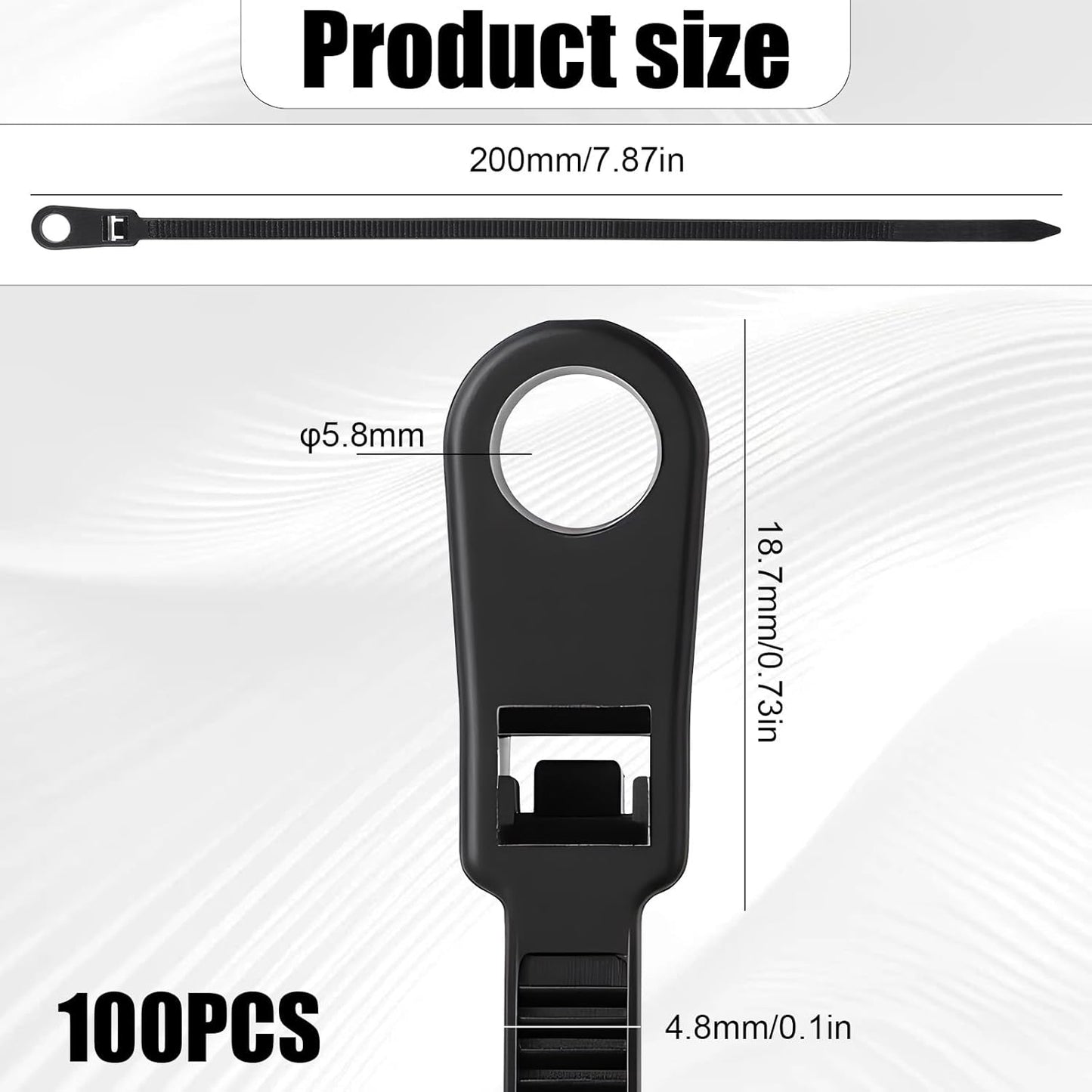 Bridas cable negro orificio 7.5pulg 75lbs pared interior
