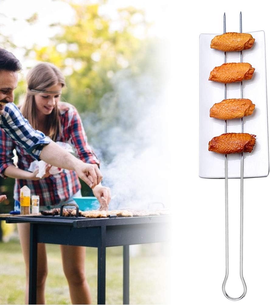 6 Pzas Brochetas Metal Doble Punta 12pulg para Parrilla