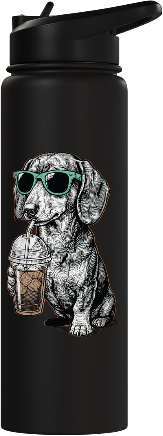 Botella agua acero inox para dachshund amante café helado