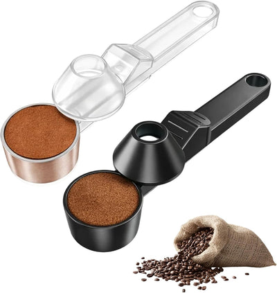 Cuchara café con embudo 2 pzas ABS negro transparente multiusos