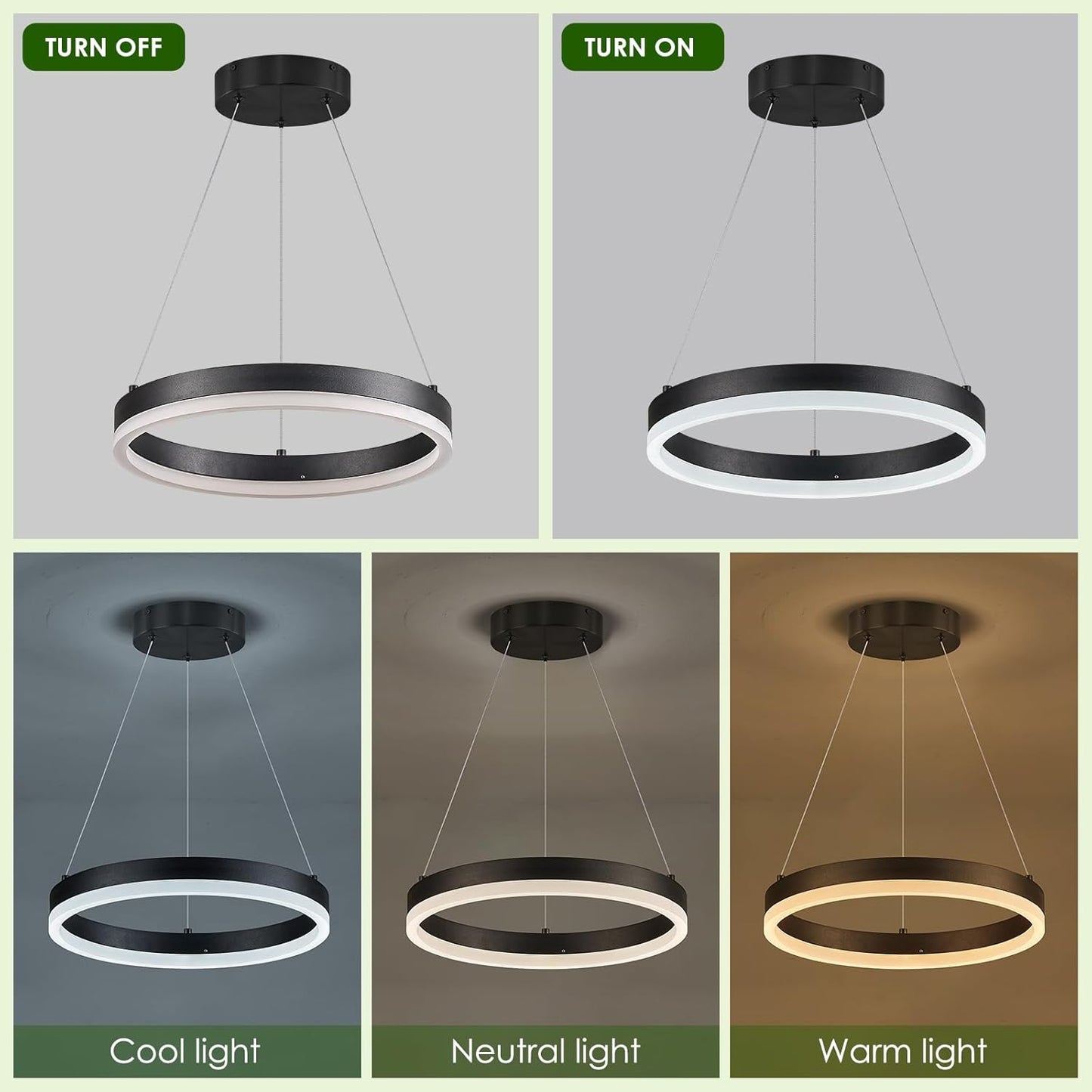 Lámpara araña LED negro comedor sala regulable control remoto D12