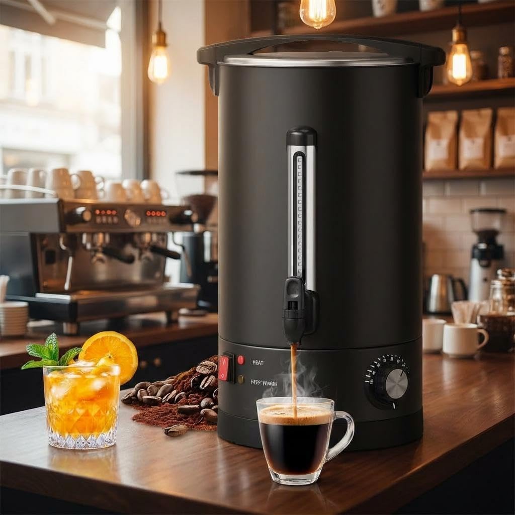 Urna café 100 tazas acero inox 14L negro