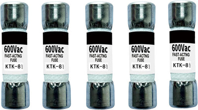 Paquete 5 fusibles KTK-8A 600Vac acción rápida
