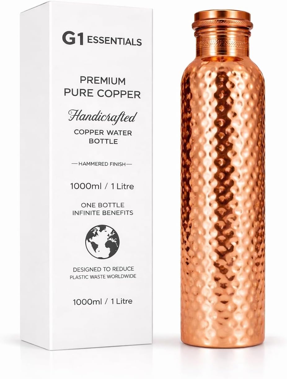 Botella agua cobre puro 34oz reutilizable estilo ayurvédico