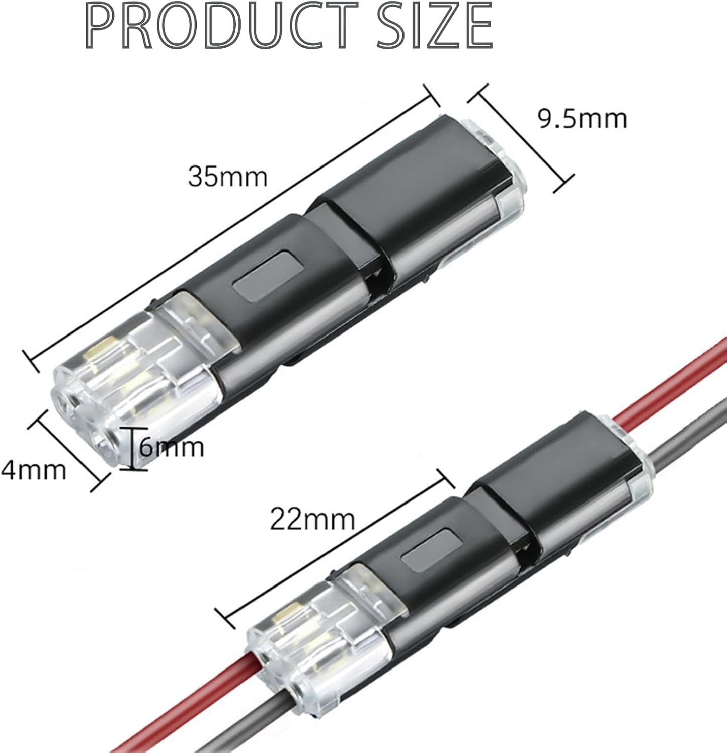 50 Conectores LED Tira Luz Doble Cable 2 Pines Hebilla