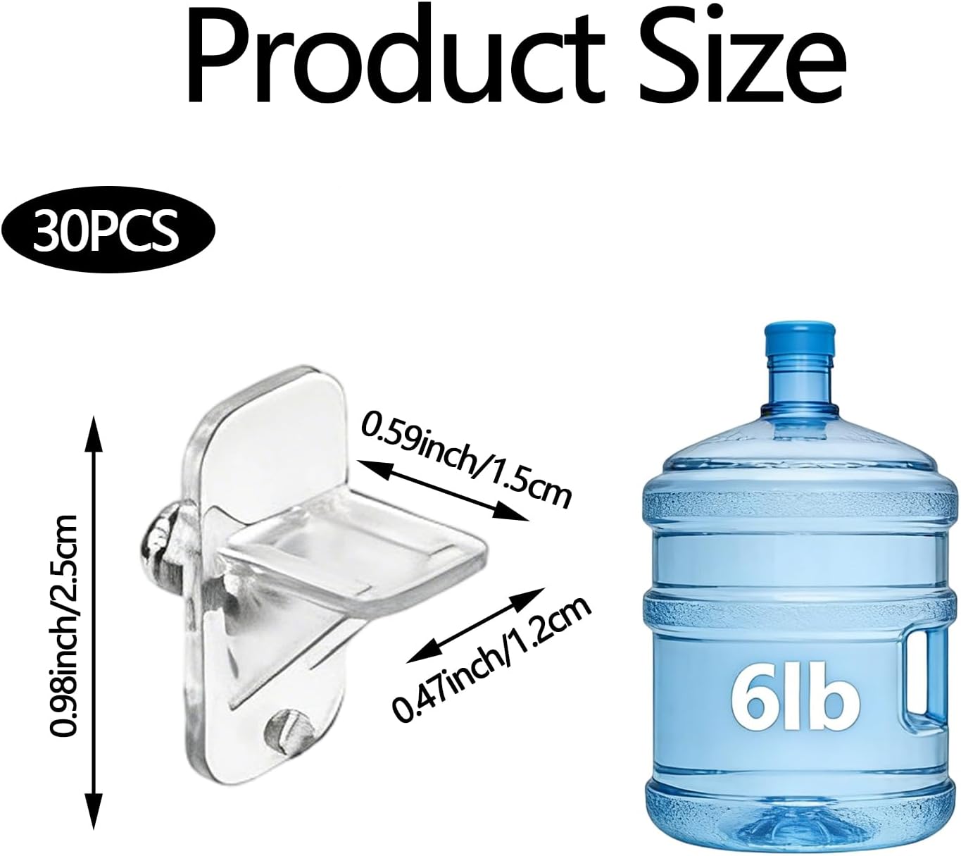30 Pzas Clips Plástico Transparente 1/4pulg Soporte Estantería