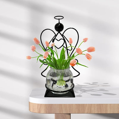 Terrario planta Ángel soporte metal jarrón vidrio decoración