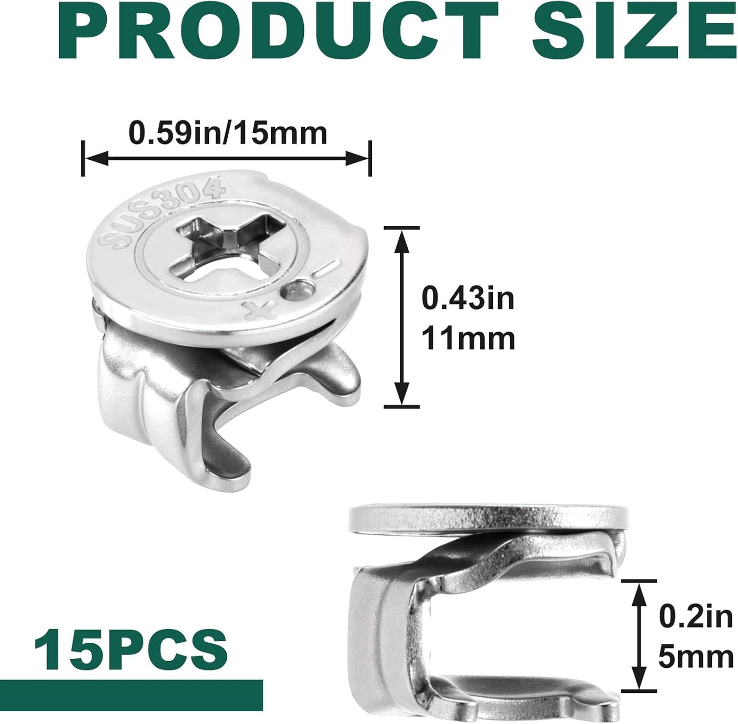 15 Tuercas Bloqueo Leva Acero Inox para Muebles y Armarios