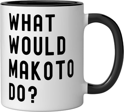 Taza de cerámica What Would Makoto Do Negro/Blanco
