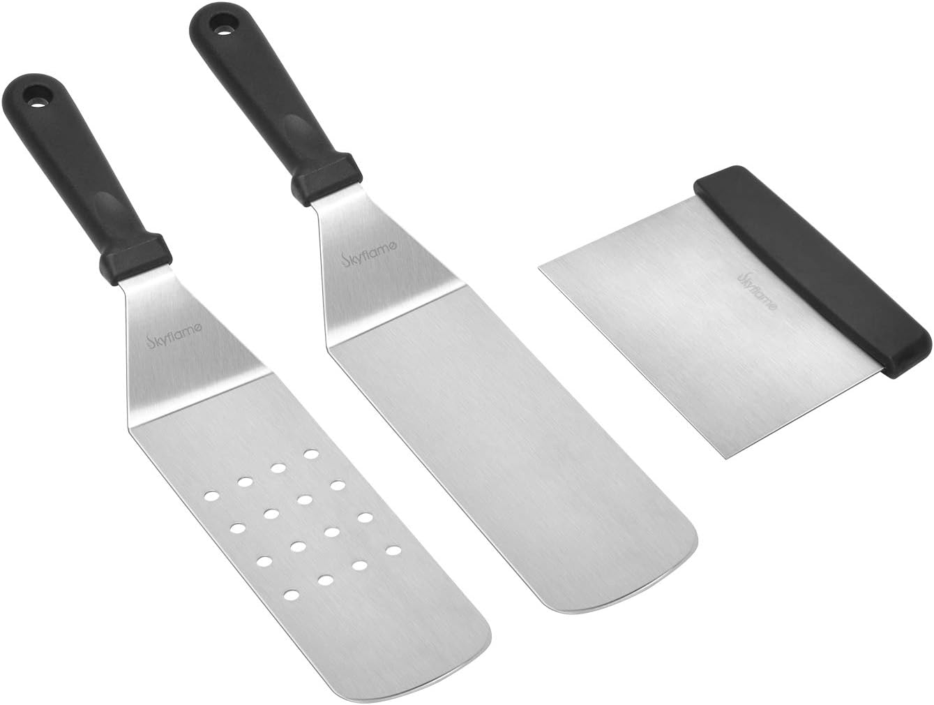 Kit 3 accesorios parrilla espátula acero inox