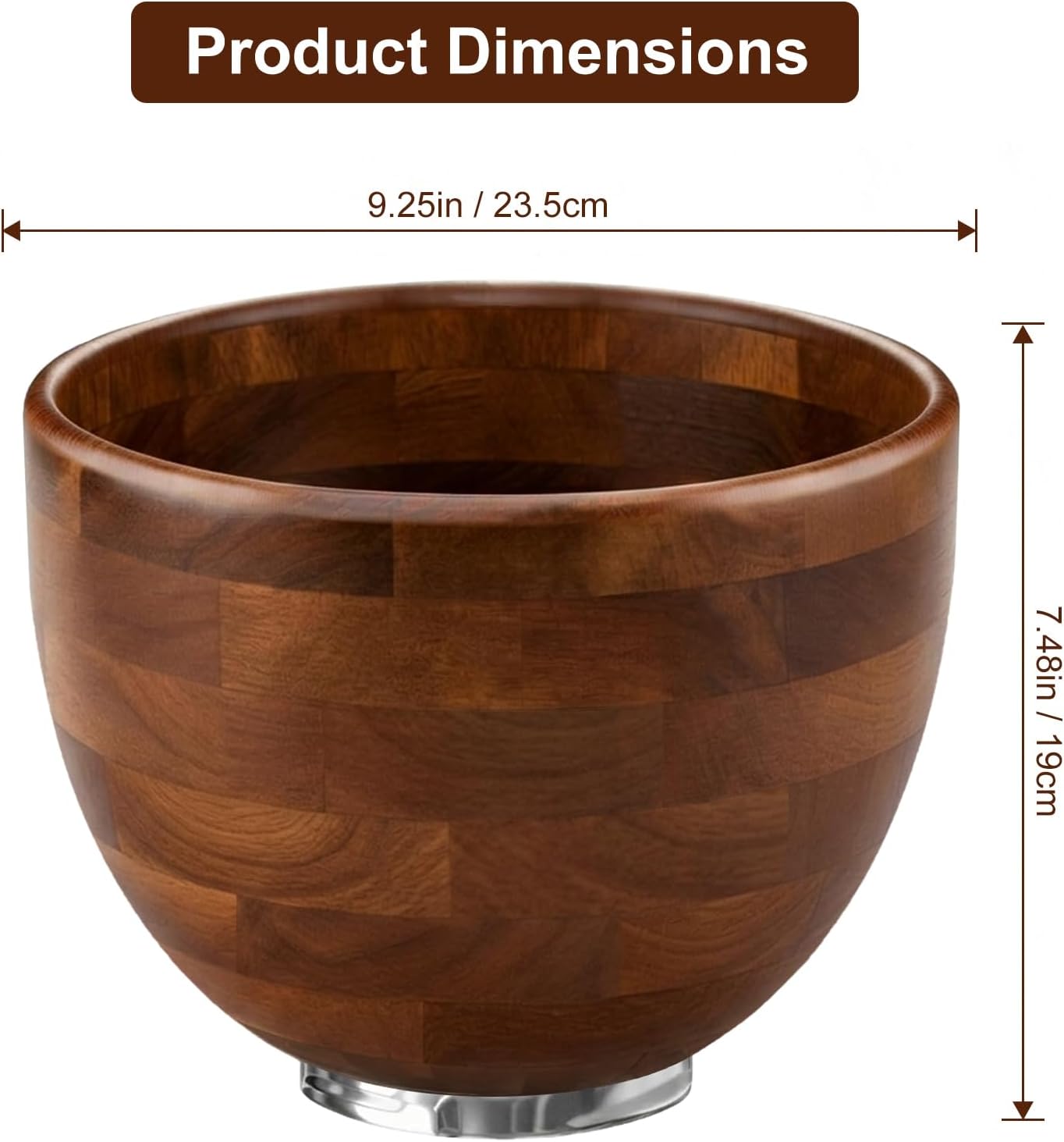 Tazón de mezcla de madera para mezcladores de pie inclinable 4.5-5 cuartos de galón