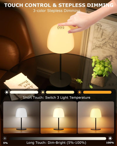 Lámpara mesa inalámbrica LED 5500 mAh 3 colores atenuación