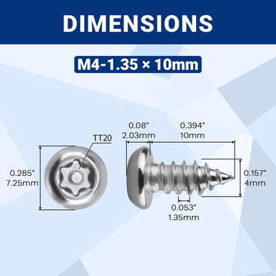 Tornillos autorroscantes Torx M4 acero inox 100uds