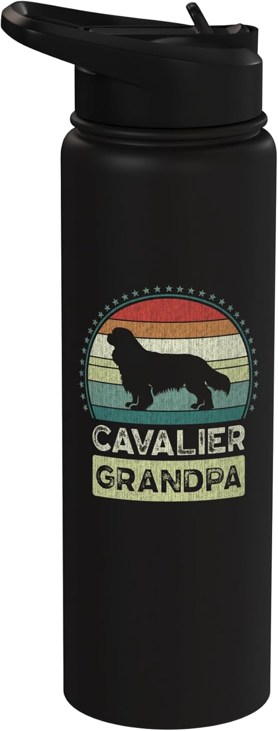 Botella agua acero inox aislada perro King Charles