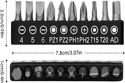Set 19 Puntas Magnéticas Destornillador Hex 1/4 Pulg