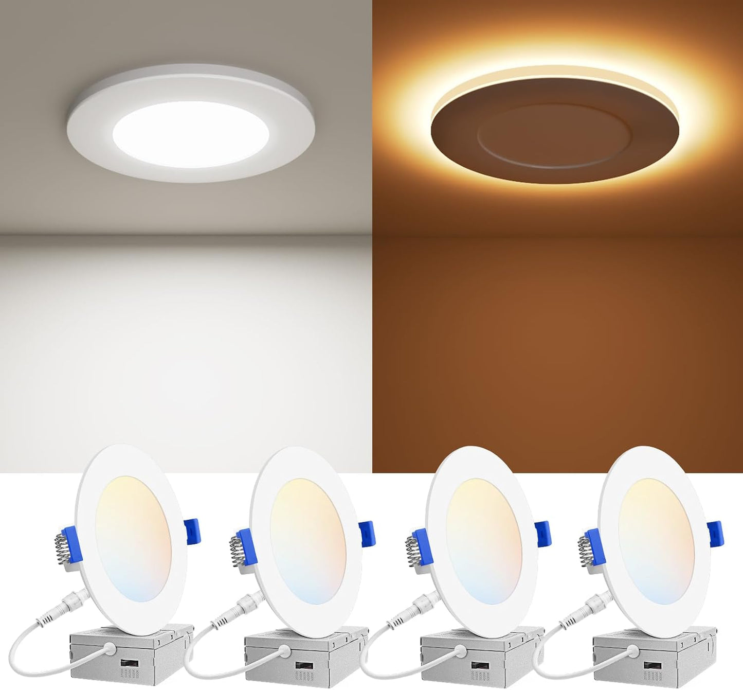 4 Luces Empotrables 4pulg LED 2700K-5000K 9.5W