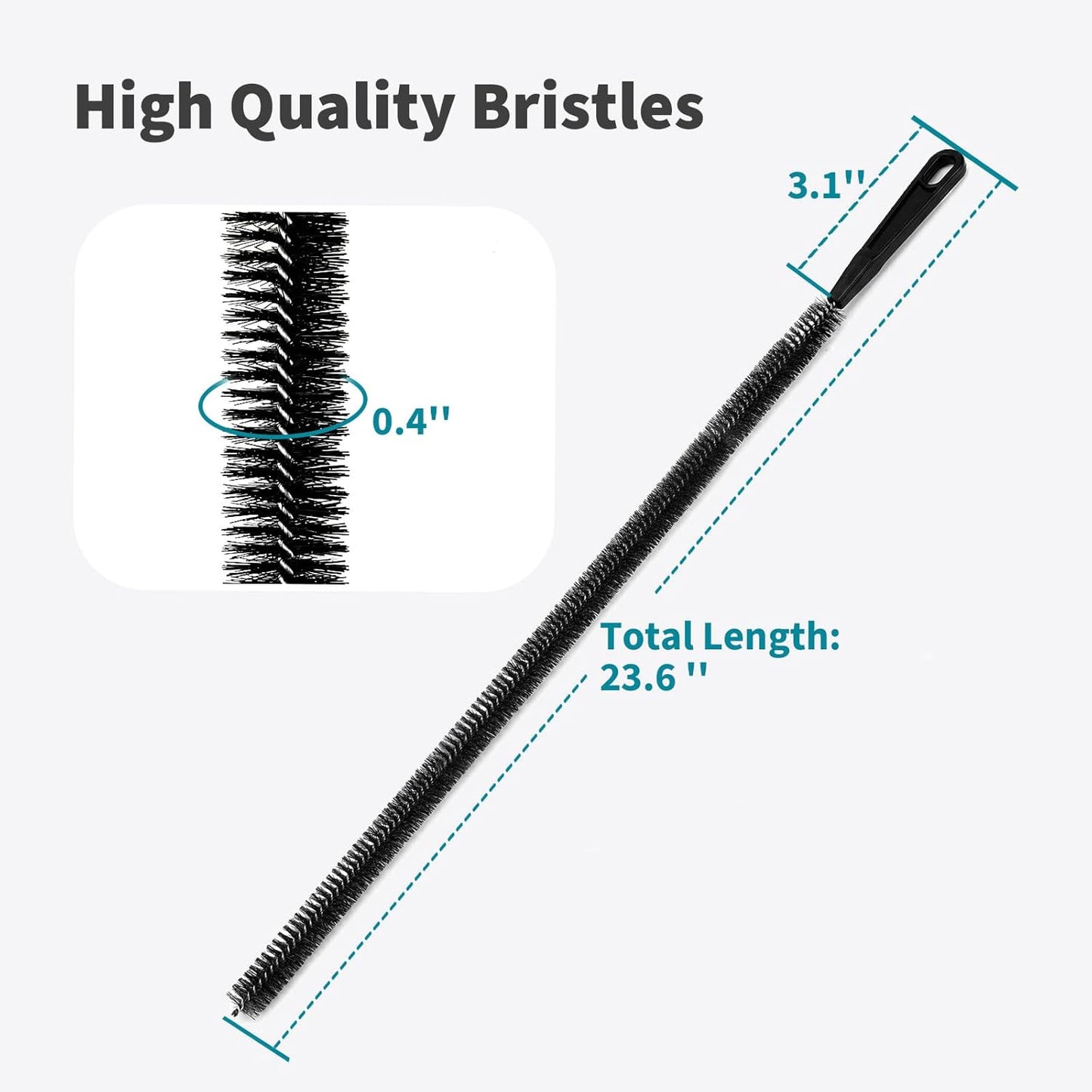 Pack 2 Cepillos Limpieza Drenaje 23.6pulg Flexibles Cerda Nailon
