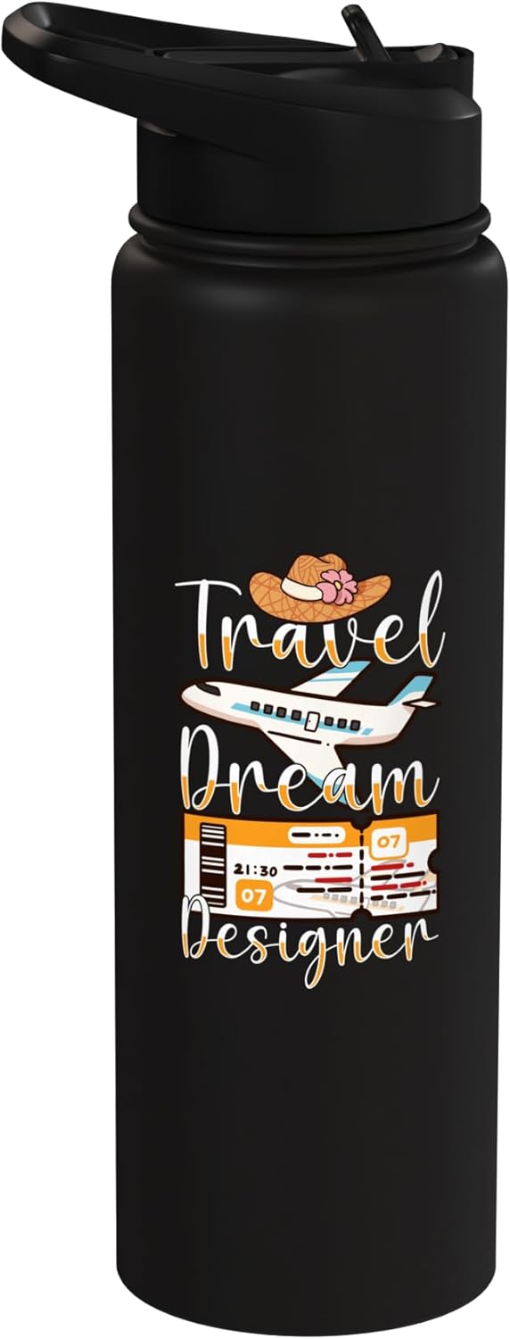 Botella de agua acero inoxidable aislada para viajes y vacaciones
