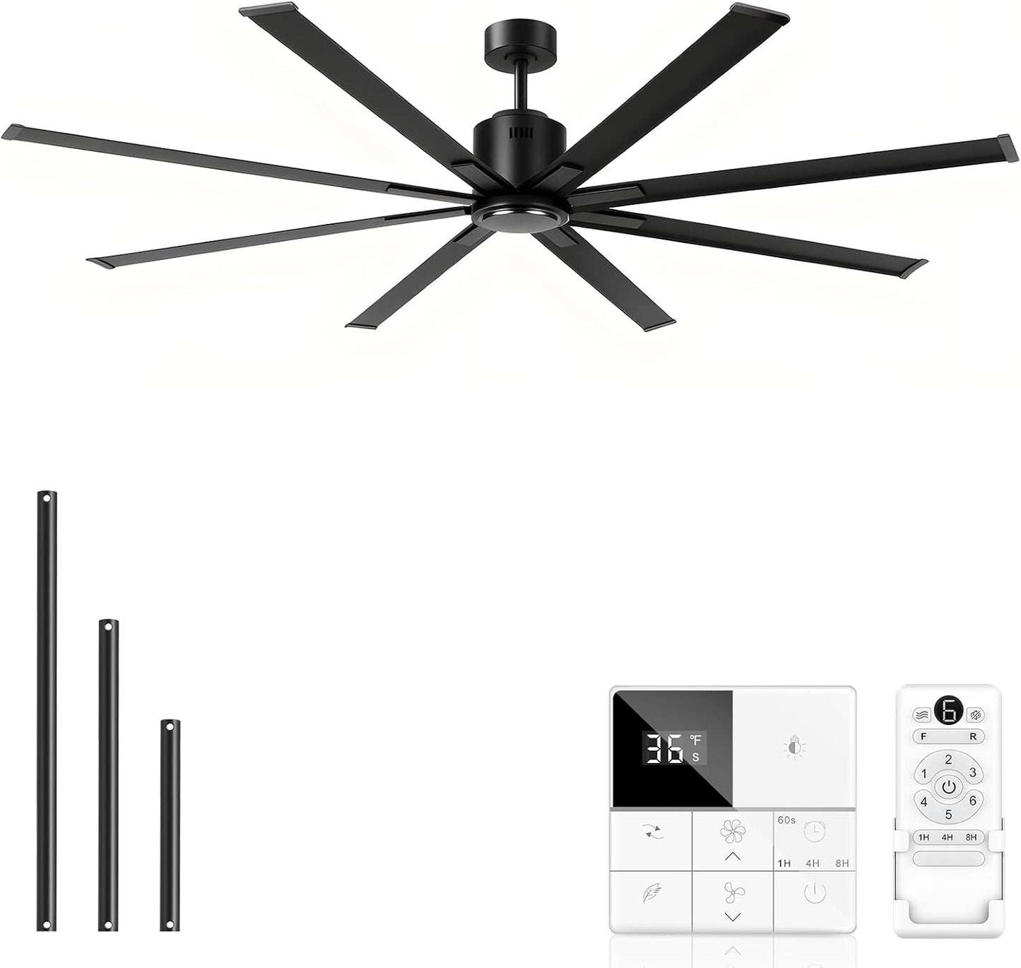 Ventilador techo industrial 84pulg 8 aspas reversibles motor CC
